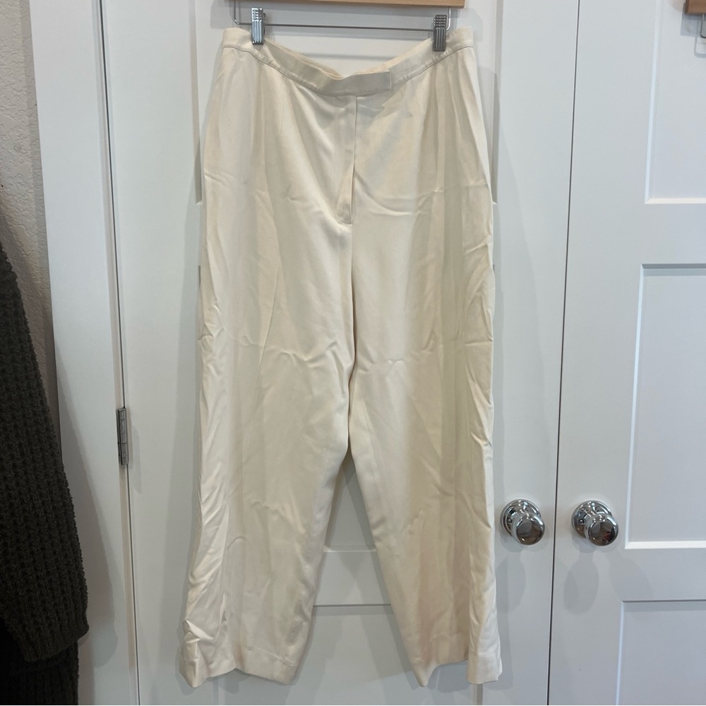 Ralph Lauren cream 100% Silk Dress pants Wide leg cropped size 16